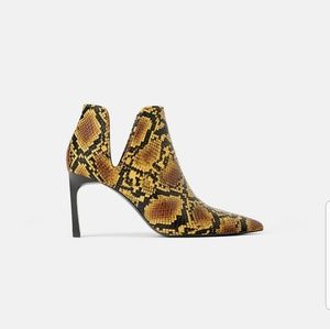 Zara Mid Height Animal Print Ankle Boots